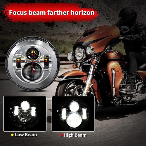 7 Inch 140W LED Headlight Hi/Lo + 2Pcs 4.5Inch 80W Fog Light for Harley Davidson - Picture 6 of 15