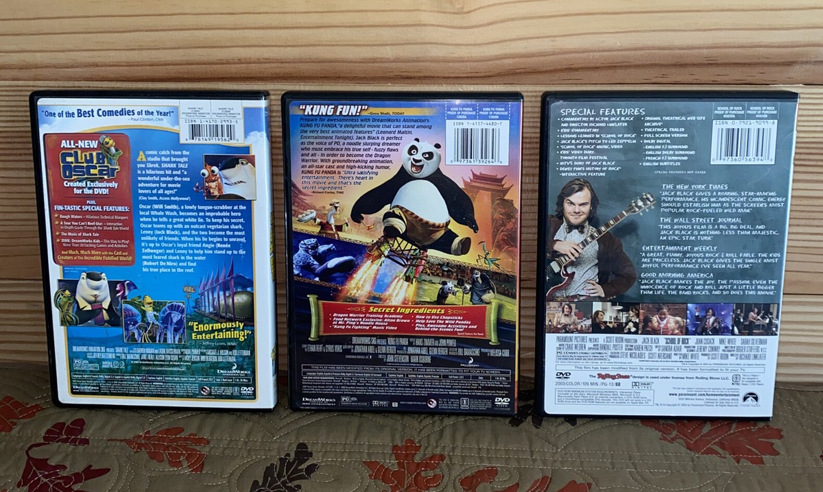 鳳3 DVD Jack Black DVD's Lot Of 3 - School Of Rock Shark Tale Kung Fu