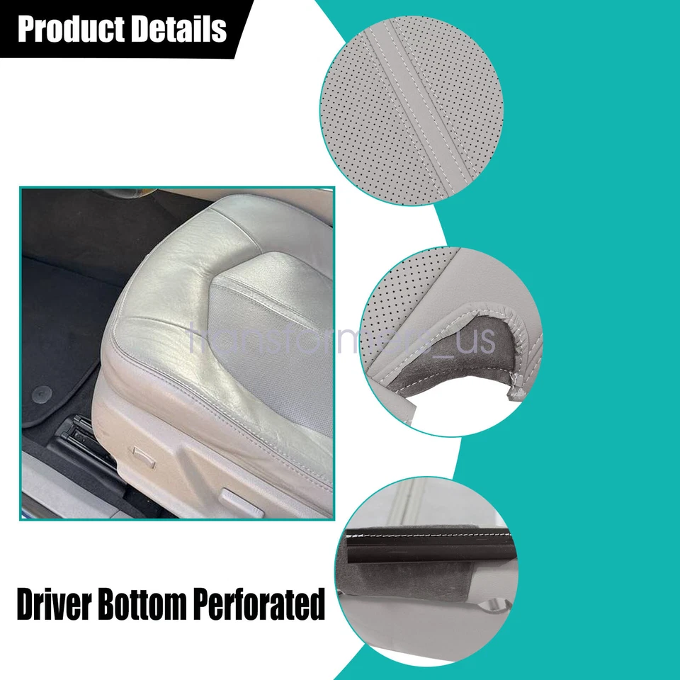 Cubierta de asiento inferior de cuero gris para conductor/pasajero delantero para Cadillac CTS 2008-2013 Foto 4 de 4