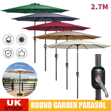 2.7M Large Parasol Umbrella Garden Patio Table Sun Shade Canopy with Crank Tilt