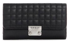NEW Guess Women's Rolla Quilted Large Flap Wallet Clutch Bag - Black