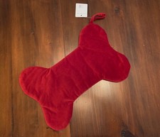Pottery Barn / Christmas Classic Velvet Stocking, Bone, Puppy Dog, Red NEW