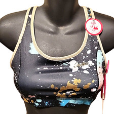 Justice Girls Reversible Sports Bra NWT Dance Gymnastic Color Splatter Sz XL