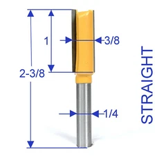 1pc 1/4" shank 3/8" Cutting Diameter 1" Blade Long Straight Router Bit 