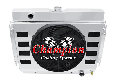 SR 2 Row Radiator,16'' Fan,Shroud with Flaps for 1963-1968 Chevrolet Bel Air