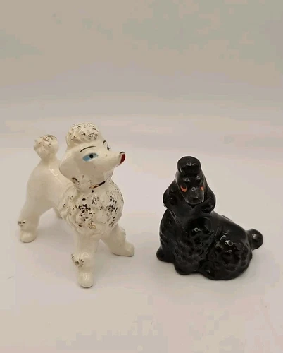 Vintage Ceramic Porcelian & Redware Poodle Dog Figurines