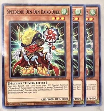 Yugioh! 3x Speedroid Den-Den Daiko Duke LED8-EN013 Common - 1st ed NM