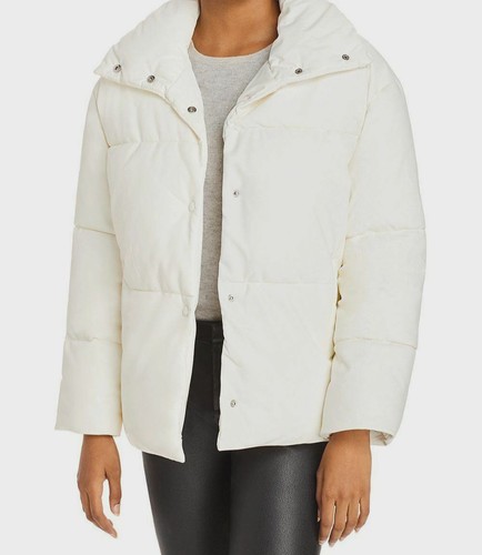 Faux Leather Puffer Jacket Size 