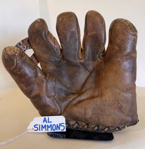 Vintage Al Simmons Leather Baseball Glove Peerless Product Split Finger RARE HOF