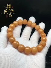 13mm flawless 10year-old material Chenzi  Bodhi Root Bracelet 10年老料陈籽精工刀角菩提根橘黄手串