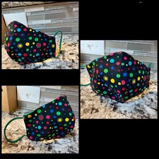 Black Polka Dot Mask Breathable W/Wire Comfort Elastic Adjust