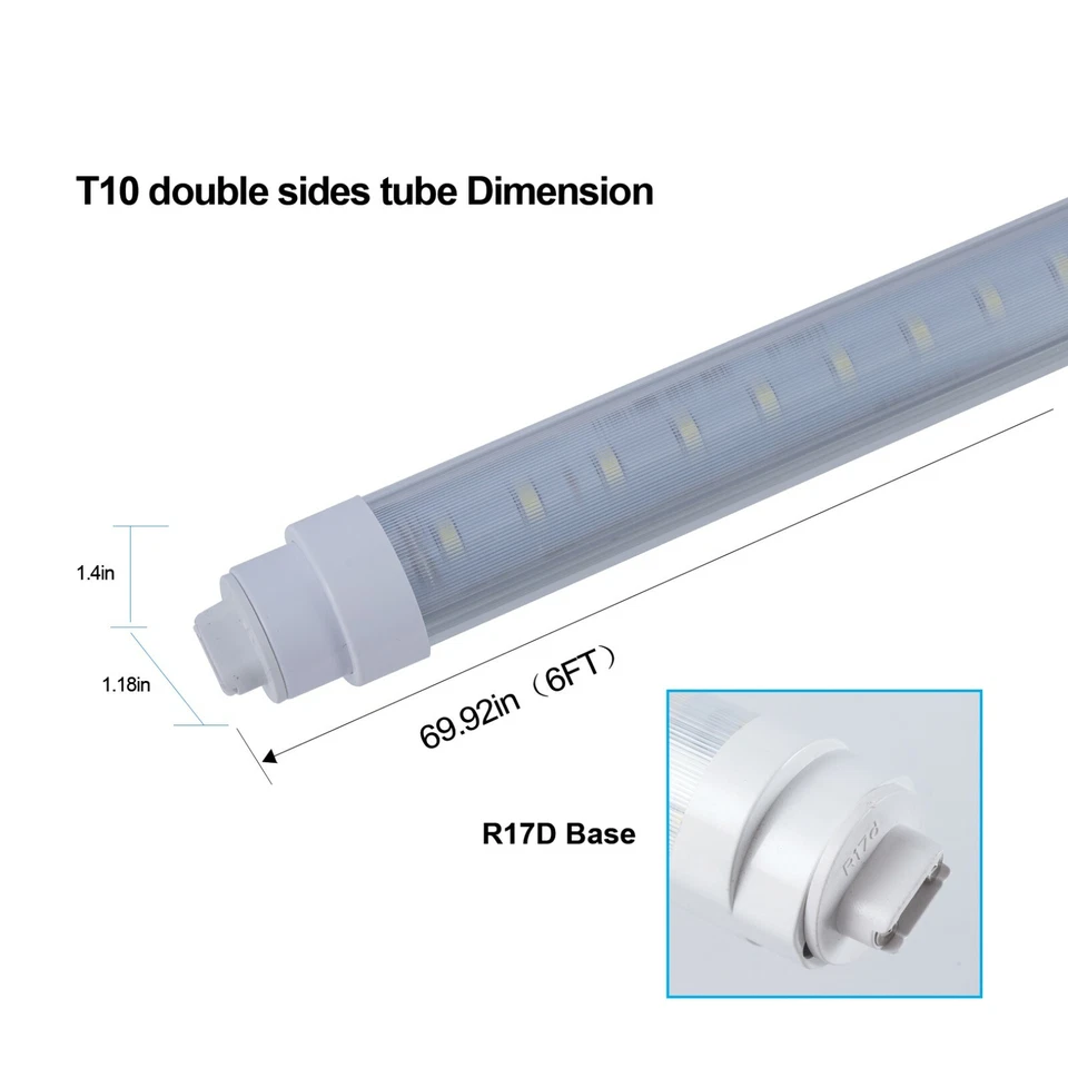 6 Pack T10 6FT 48W R17D/HO Base LED Outdoor Tubes for Double Sided Sign - Image 2 of 4