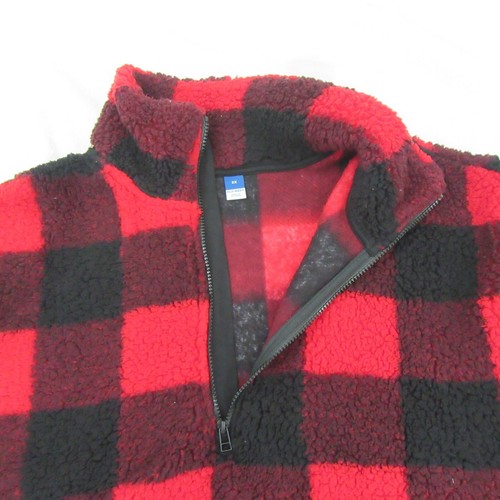 Old Navy Womens Plus Size 3X Relaxed Fit Cozy Sherpa Half Zip Red Buffalo Check - Picture 8 of 13