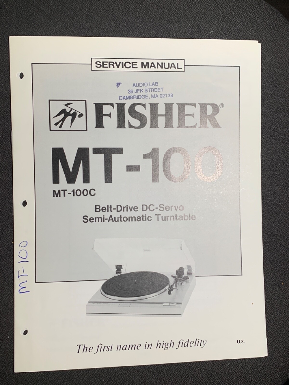 Fisher MT-100 & MT-100C Semi-Auto Turntable Service Manual Original