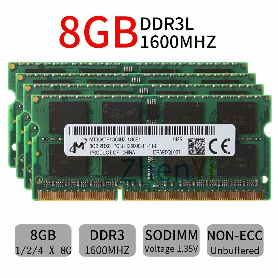 Micron 32GB 16GB 8GB DDR3 DDR3L 1333MHz 1600MHz 204Pin Laptop Memory SDRAM LOT - Image 2 of 4