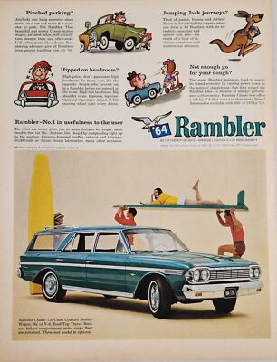 1964 Print Ad '64 Rambler Classic 770 cross Country Station Wagons No. 1 Compact