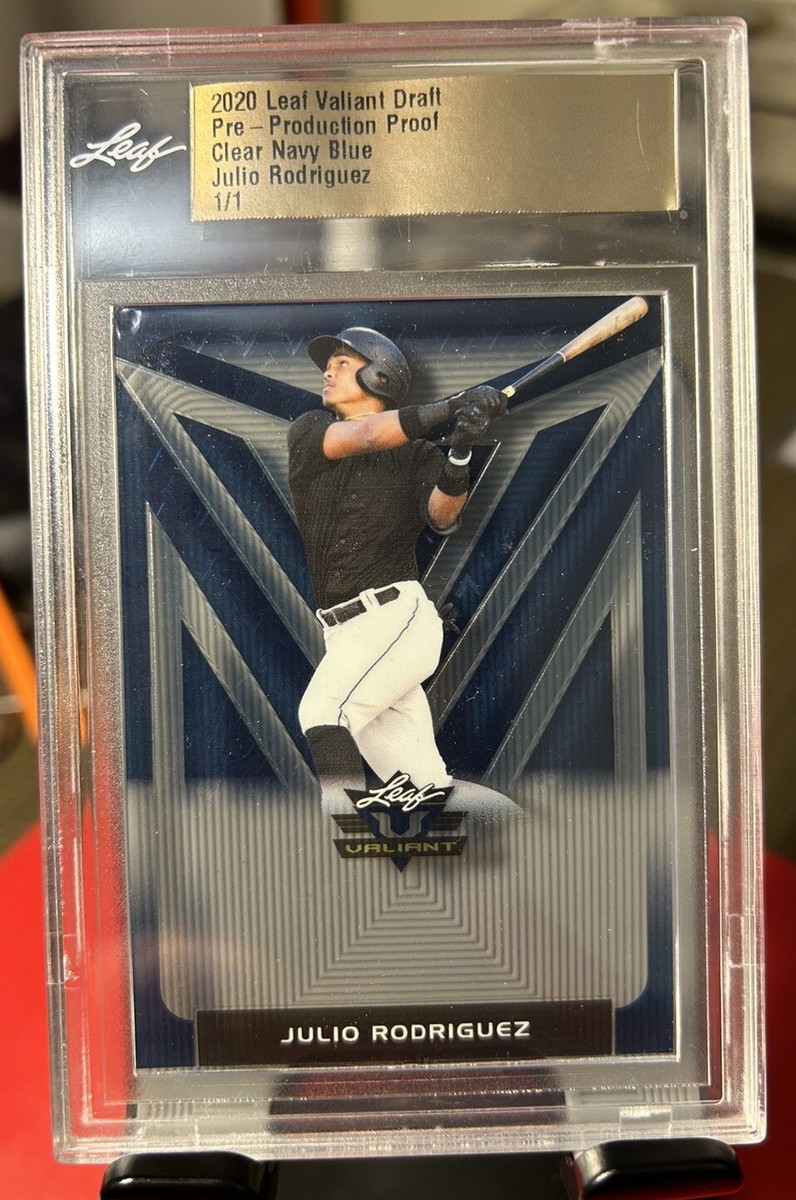2020 Leaf Valiant Draft Julio Rodriguez 1/1 Clear Navy Blue