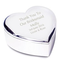 Personalised Engraved Bridesmaid Heart Trinket - Wedding, Thank You, Best Friend