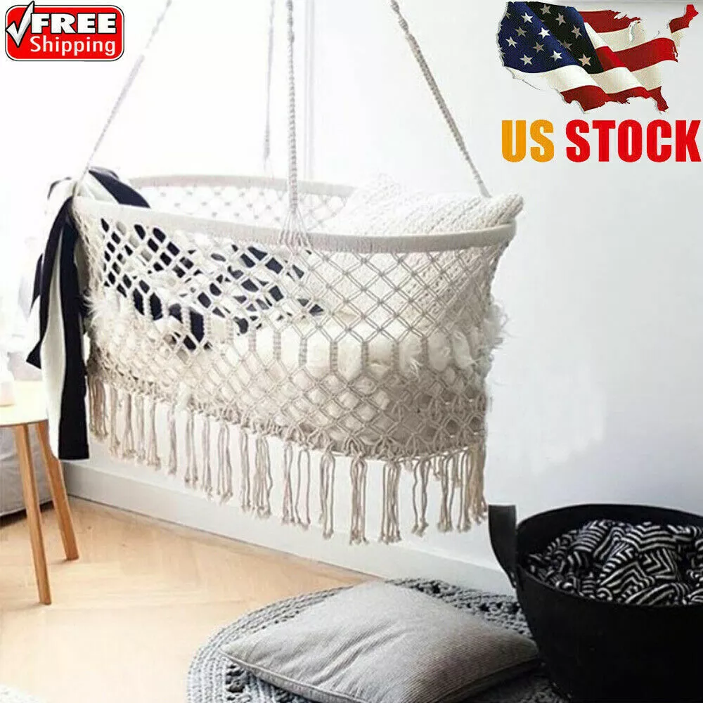 Baby Crib Cradle Bassinet Handmade Macrame Portable US | eBay