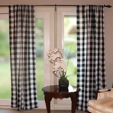 Poplin Buffalo Gingham Checkered Curtain Window Panel Farmhouse Country Decor 