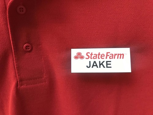 JAKE STATE FARM Insurance Red Polo Shirt Badge Funny Halloween Costume Cosplay - Picture 2 of 4