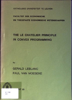 The le Chatelier Principle in Convex Programming Reprint 23; from: The Review of