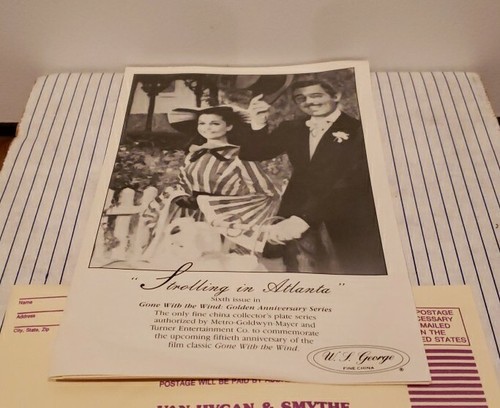 1989 W L George Gone With The Wind Collector's Plate Strolling In Atlanta #5287A - Picture 3 of 4