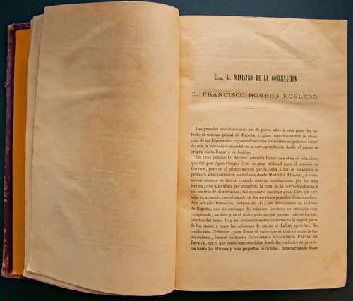 Bibliografía. 1880. Dizionario Geografica Postale Di España. Elaborato La Dir - Foto 1 di 1