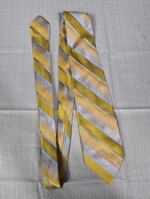 Vintage Wembley Tie Mens Necktie Gold Blue Brown Striped Polyester Wemalor