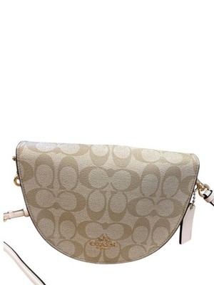 Coach  Signature Canvas Ellen Beige Crossbody Bag With Magnetic Closure Good EUC