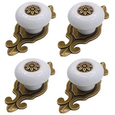 Retro Ceramic Cabinet Knobs, 4 Pack Vintage Antique Drawer Knobs with Backp...