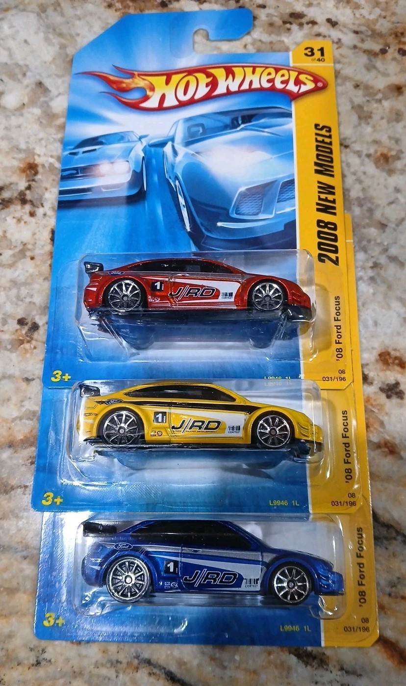 Hot Wheels '08 Ford Focus 31/40 2008 New Models Red, Yellow, Blue Lot Of 3 