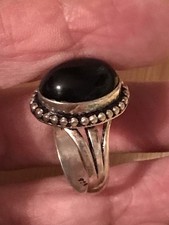 Onyx Cabochon Gemstone Ring Sterling Silver 925 size 8.25 Oval Cut New