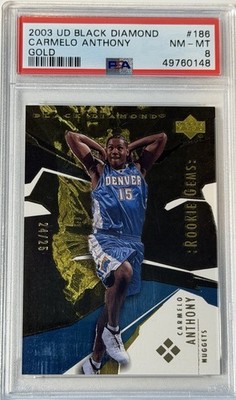 Carmelo Anthony 2003-04 Upper Deck UD Black Diamond GOLD ROOKIE /25 PSA 8 RC 186