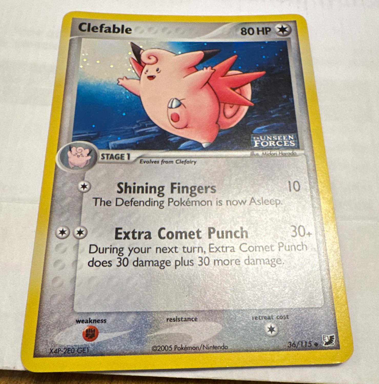Nintendo Pokemon TCG Clefable 36/115 EX Unseen Forces Holo Rare English 2005