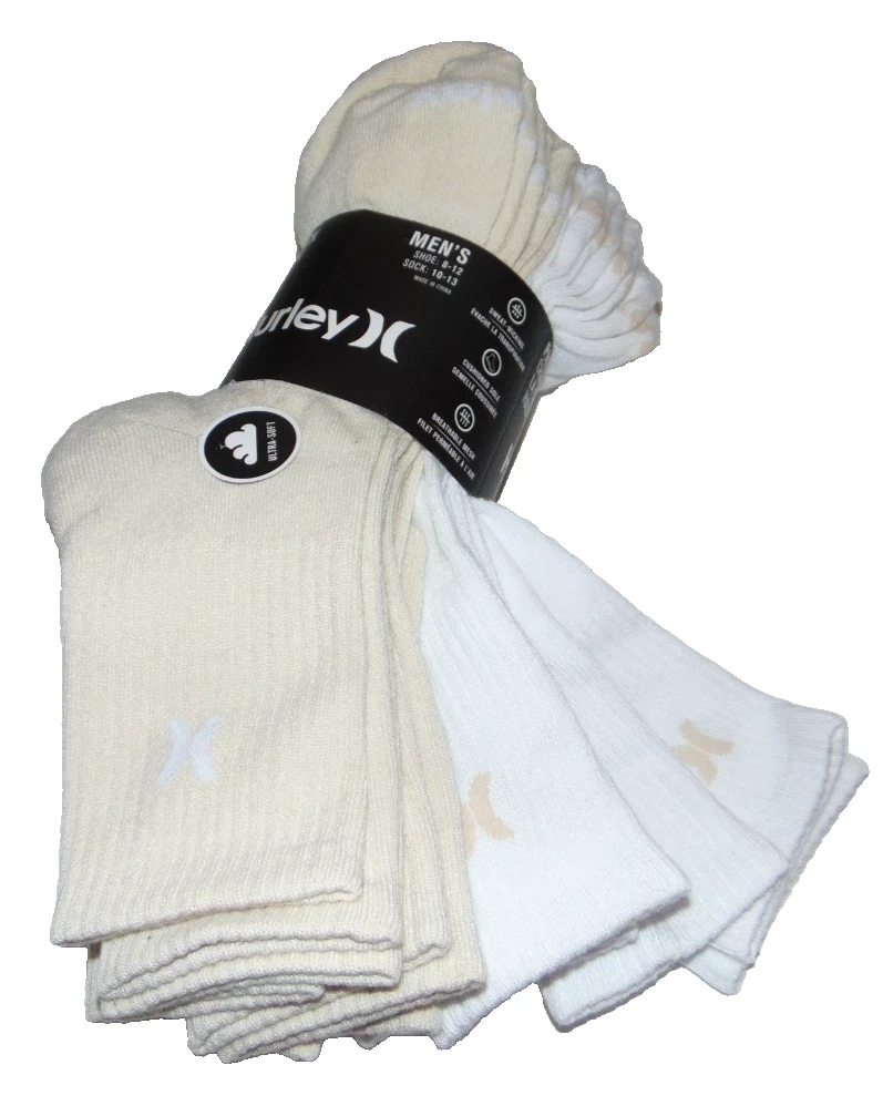 ~8 NWT Men's HURLEY High Quarter Socks! Sock Size 10-13 Shoe Size 8-12 Nice FS~