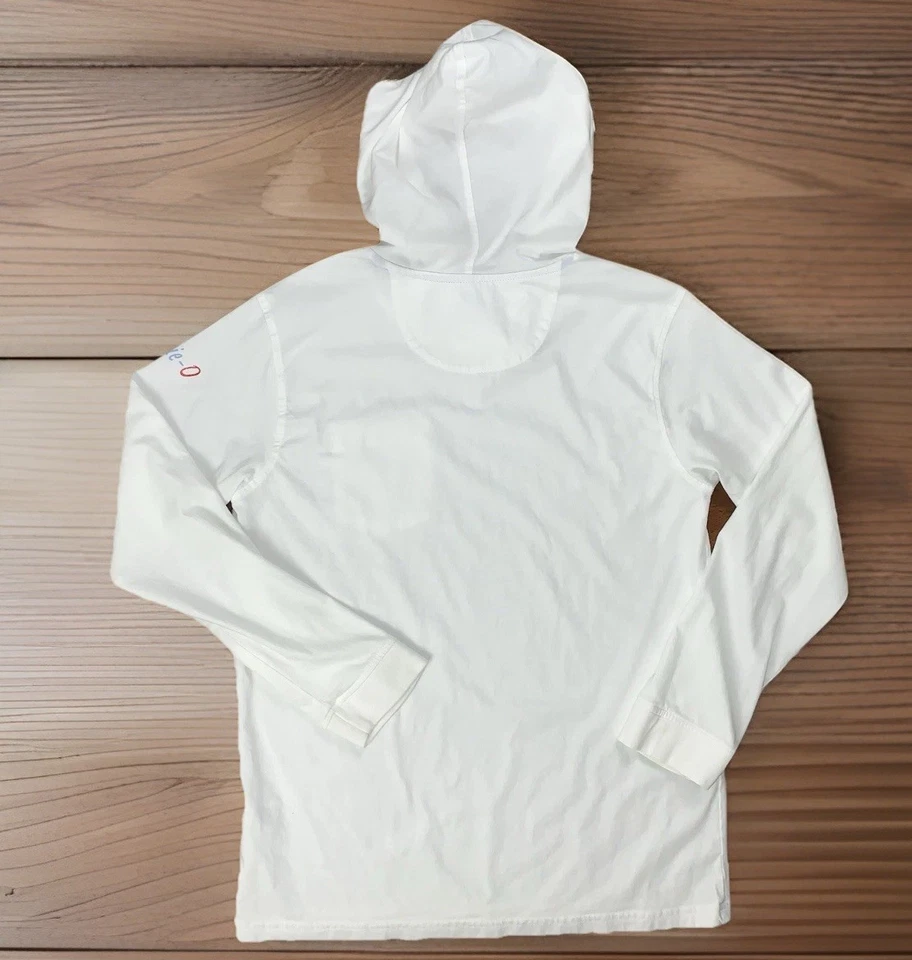 Johnnie O Boys Eller Long Sleeve Hoodie T Shirt Sz 12 White Logo Beach Surf EUC - Image 3 of 4