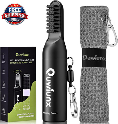 Golf Club Brush Cleaner with Rotating Protective Cover and Squeeze Water Bottle