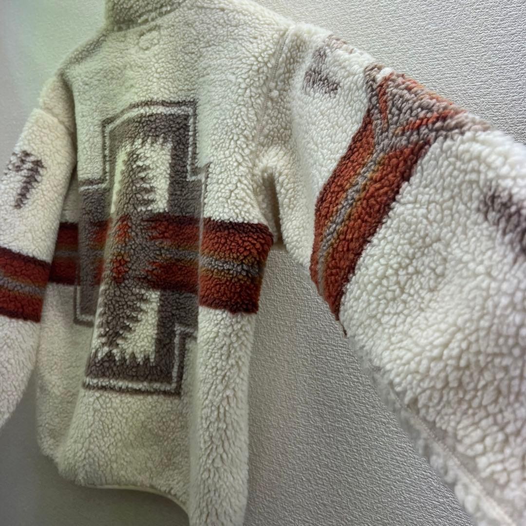 PENDLETON Cream Ethnic Pattern Fleece Jacket Size… - image 7