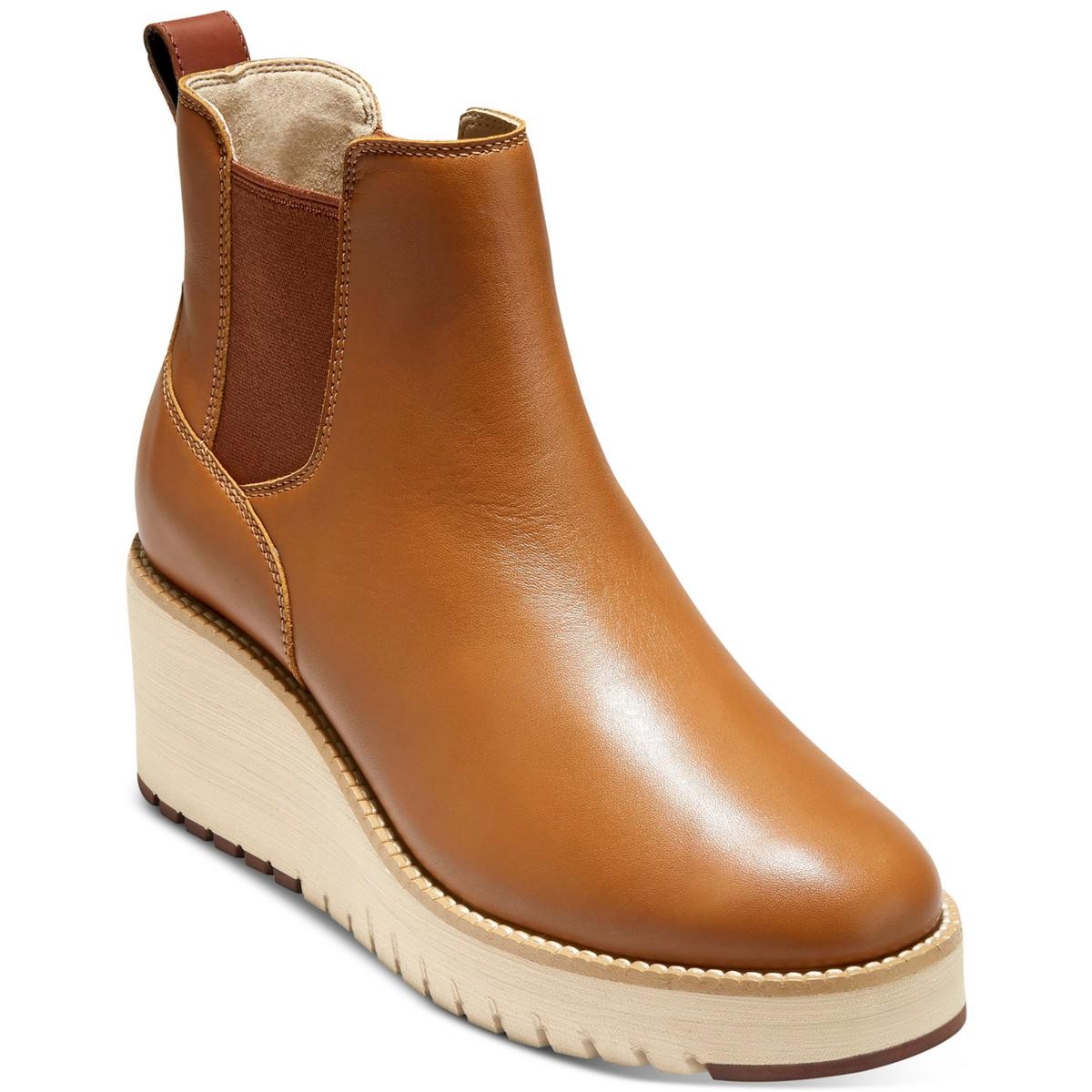 Женские коричневые ботинки на танкетке с КРУГЛЫМ носком ZeroGrand Cole Haan, размер 7,5, средний (B,M), BHFO 1226