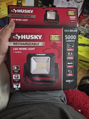 #ad Husky Rechargeable LED Work Light 5000 Lumens USB A USB C Output Charging $32.00