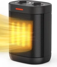 Portable 1500W Ceramic Space Heater with Thermostat & Safety Protection