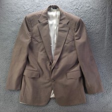 Pagano West Mens Tan Western Blazer Embroidered Yoke Sport Coat Made in USA