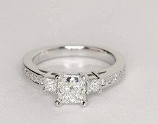 Women's 3Ct Princess Cut Natural Diamond Wedding Anniversary Ring 14k White Gold