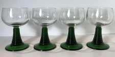 Luminarc Beehive Stem Roemer France Rummer Glasses Green VTG Lot x4 Ribbed 4.4"
