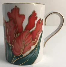 Fritz & Floyd Vintage Tulips Rouge Fine Porcelain Coffee/Tea Mug