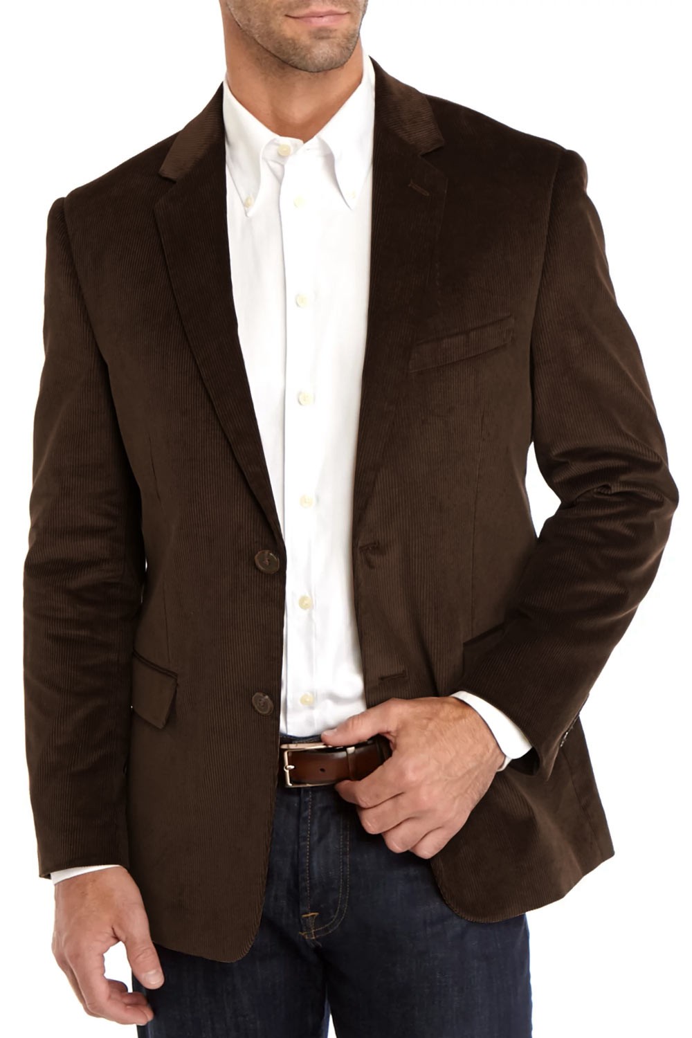 Клубный номер Мужское спортивное вельветовое стрейчевое пальто классического покроя 38R коричневый блейзер Зеландия 295 8890₽