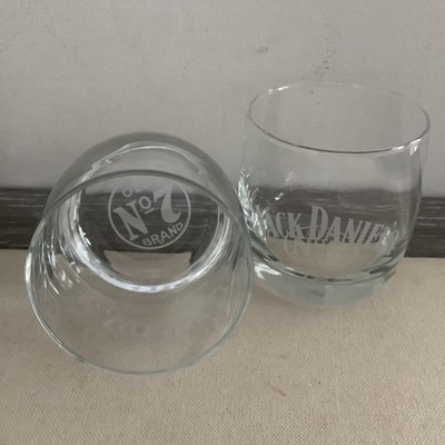 Jack Daniels Old No. 7 Brand Round Lowball Glasses Set Of 2 Logo On Bottom