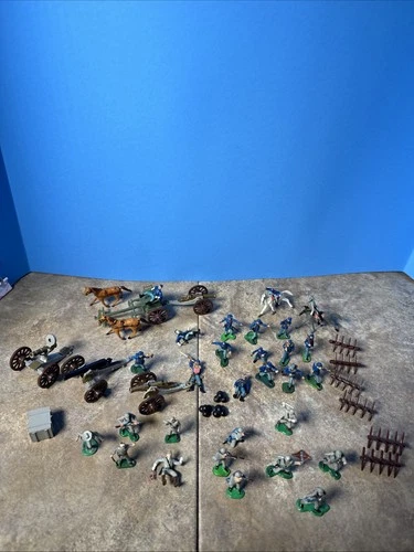Vintage 1960s Marx Miniature Blue & Gray Civil War Playset Lot