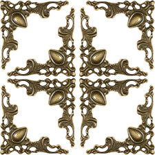 24Pcs Vintage Metal Corner Protectors - 1.7" X 1.7" Jewelry Box Legs Bronze Tria